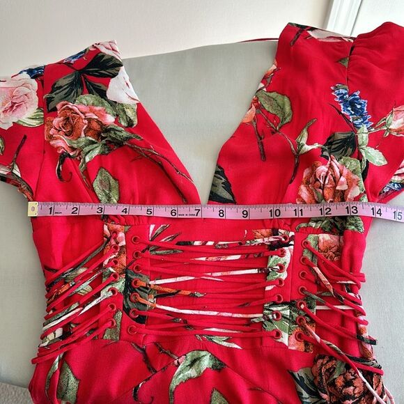 AFRM Micah Corset Tiered Maxi Floral Dress with Slit Flutter Sleeves Size XS - Picture 7 of 14